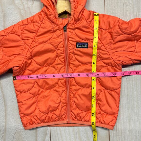 Patagonia Baby Reversible Puff-Ball Hooded Jacket Toddler 12-18M?? Orange Plaid - Picture 6 of 6